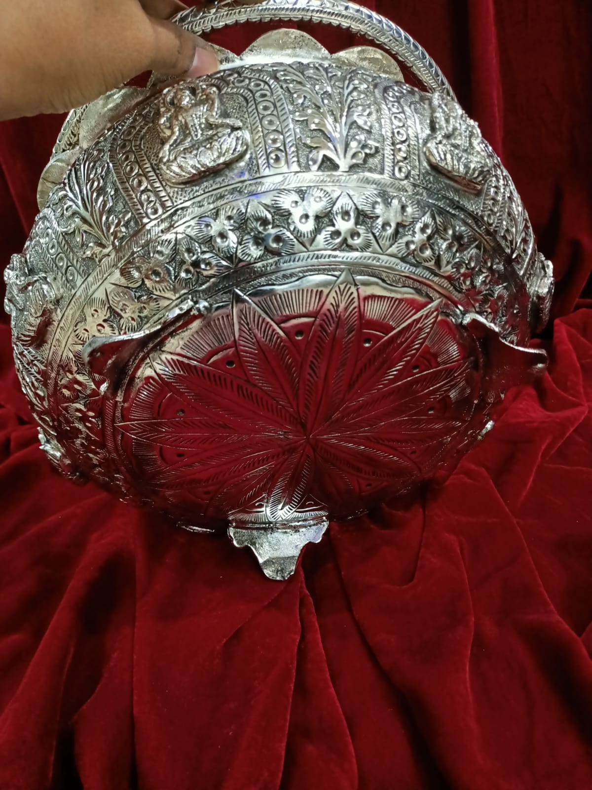 Ashtalaxmi Big Size Bowl-2 Best Quality Silver Looking 8 side Ashtalaxmi Big Size Bowl - Image 2