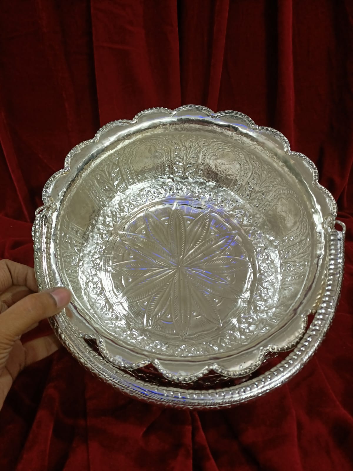 Ashtalaxmi Big Size Bowl-3 Best Quality Silver Looking 8 side Ashtalaxmi Big Size Bowl - Image 3