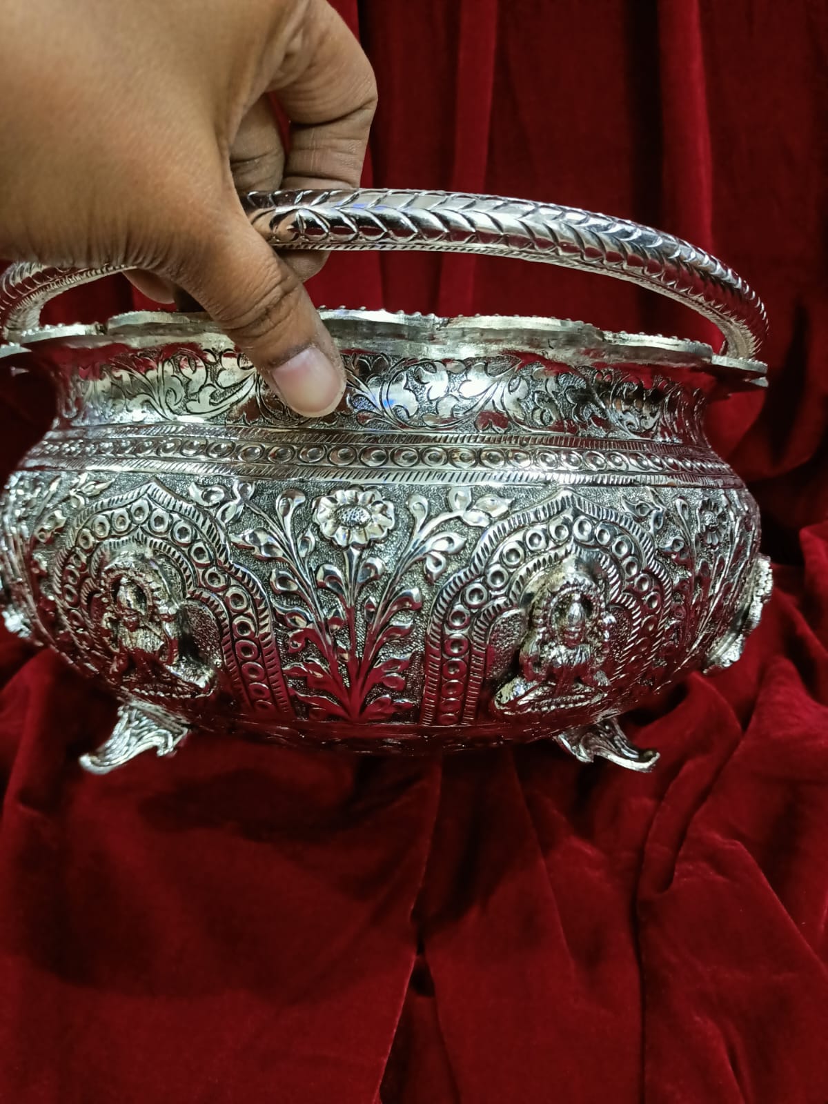 Ashtalaxmi Big Size Bowl-4 Best Quality Silver Looking 8 side Ashtalaxmi Big Size Bowl - Image 4