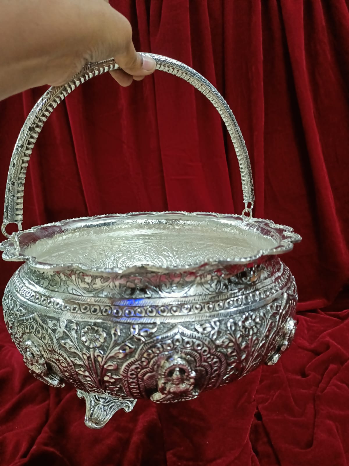 Ashtalaxmi Big Size Bowl Best Quality Silver Looking 8 side Ashtalaxmi Big Size Bowl