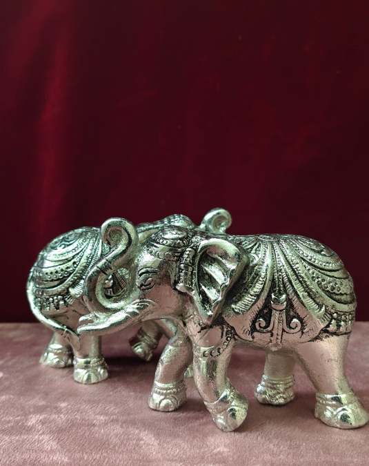 Luxury Elephant Showpiece Pair | Premium Metal Elephant Statue Set | Vastu Home Décor & Gift