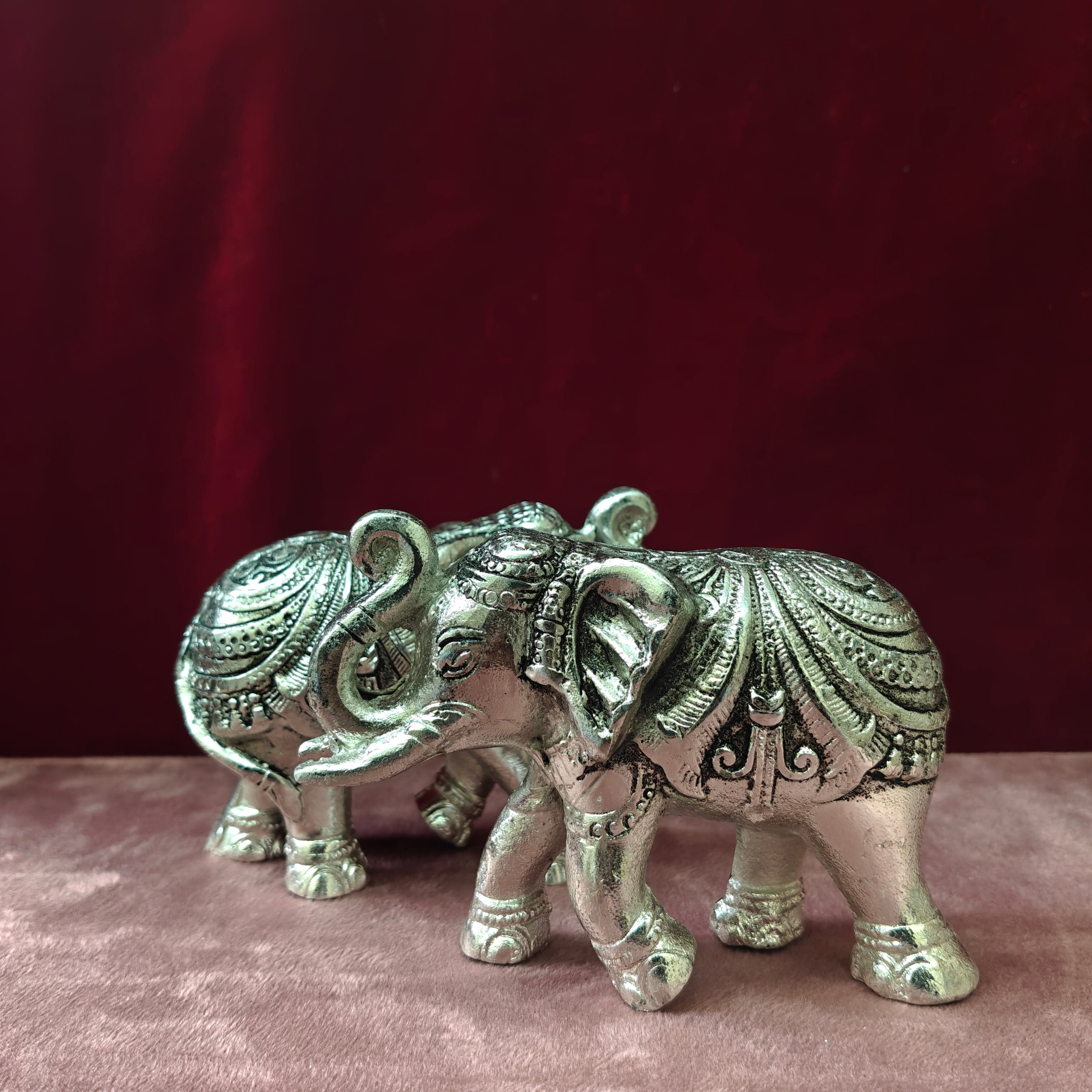Luxury Elephant Showpiece Pair | Premium Metal Elephant Statue Set | Vastu Home Décor & Gift