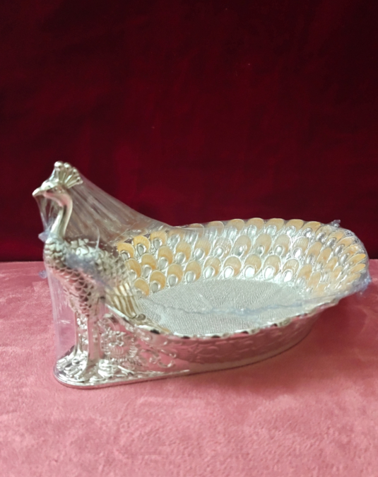 Luxury Peacock Decorative Fruit Bowl | Premium Metal Dry Fruit Basket | Elegant Home Décor & Gift