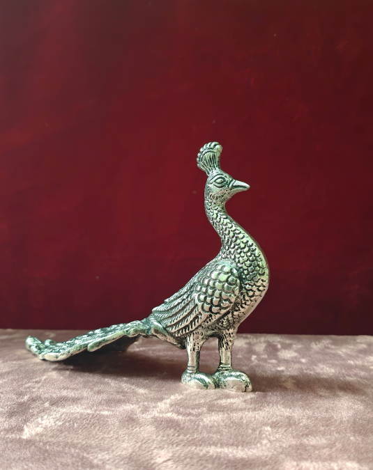 Antique German Silver Peacock Pair Showpiece for Home Decor | Handcrafted Peacock Figurines