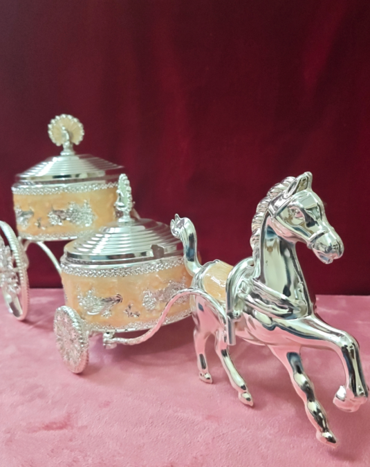 Luxury Horse Cart Decorative Dry Fruit Serving Set | Premium Metal Candy & Snack Bowls with Lids | Elegant Home Décor Gift