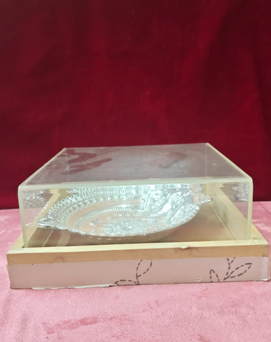 Luxury Ganesha Decorative Pooja Thali | Premium Silver Finish Puja Plate with Gift Box | Home Temple & Festival Gift