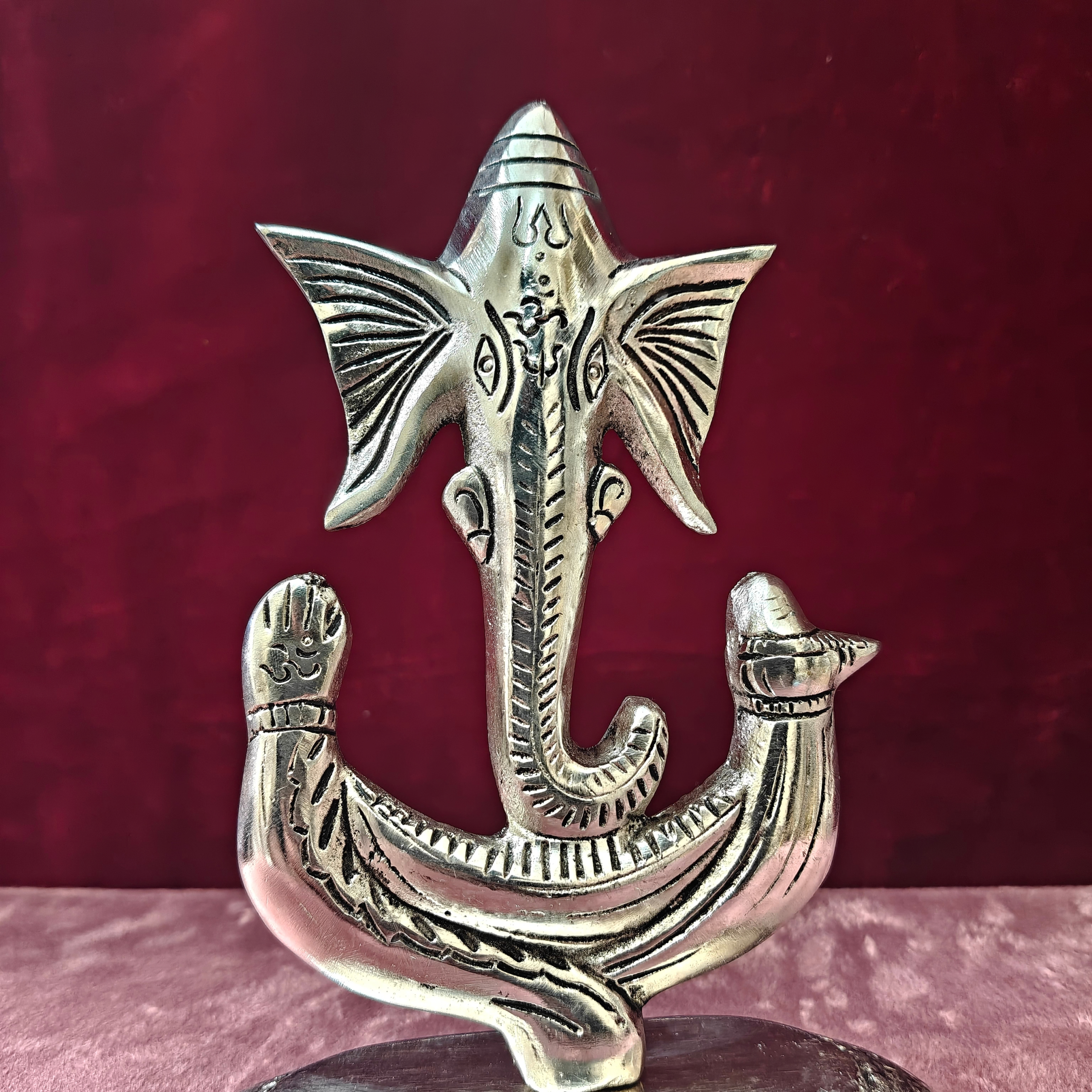 Handcrafted Lord Ganesha with Shankh Metal Idol | Antique Silver Finish Ganesh Statue for Home Décor & Pooja