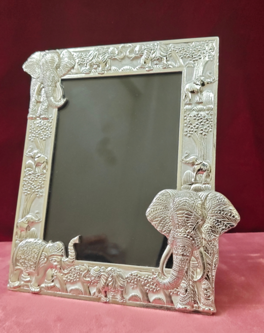 Luxury Elephant Designer Photo Frame | Premium Silver Metal Tabletop Picture Frame | Home Décor & Gift