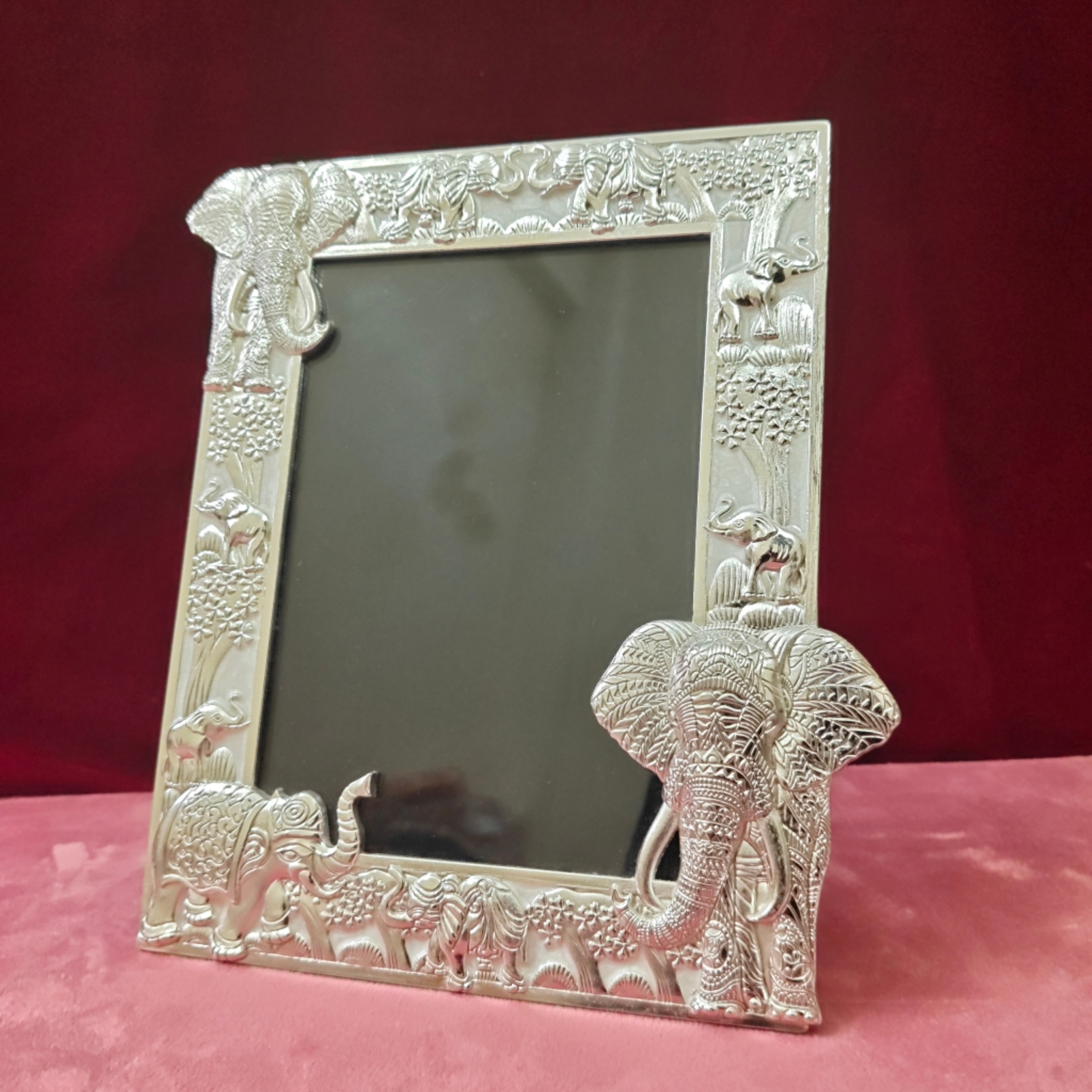 Luxury Elephant Designer Photo Frame | Premium Silver Metal Tabletop Picture Frame | Home Décor & Gift