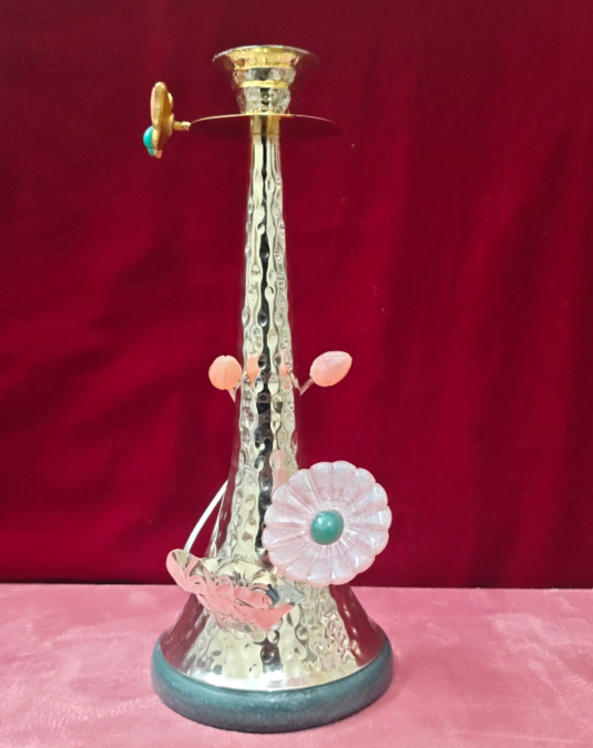 Premium Golden Metal Incense Stick Holder with Floral Design | Decorative Agarbatti Stand for Home & Pooja