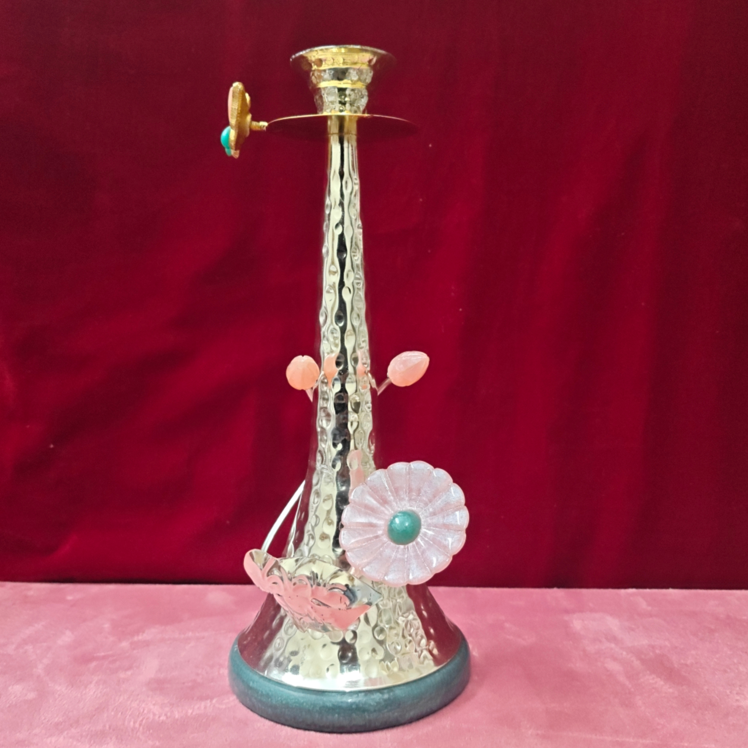 Premium Golden Metal Incense Stick Holder with Floral Design | Decorative Agarbatti Stand for Home & Pooja