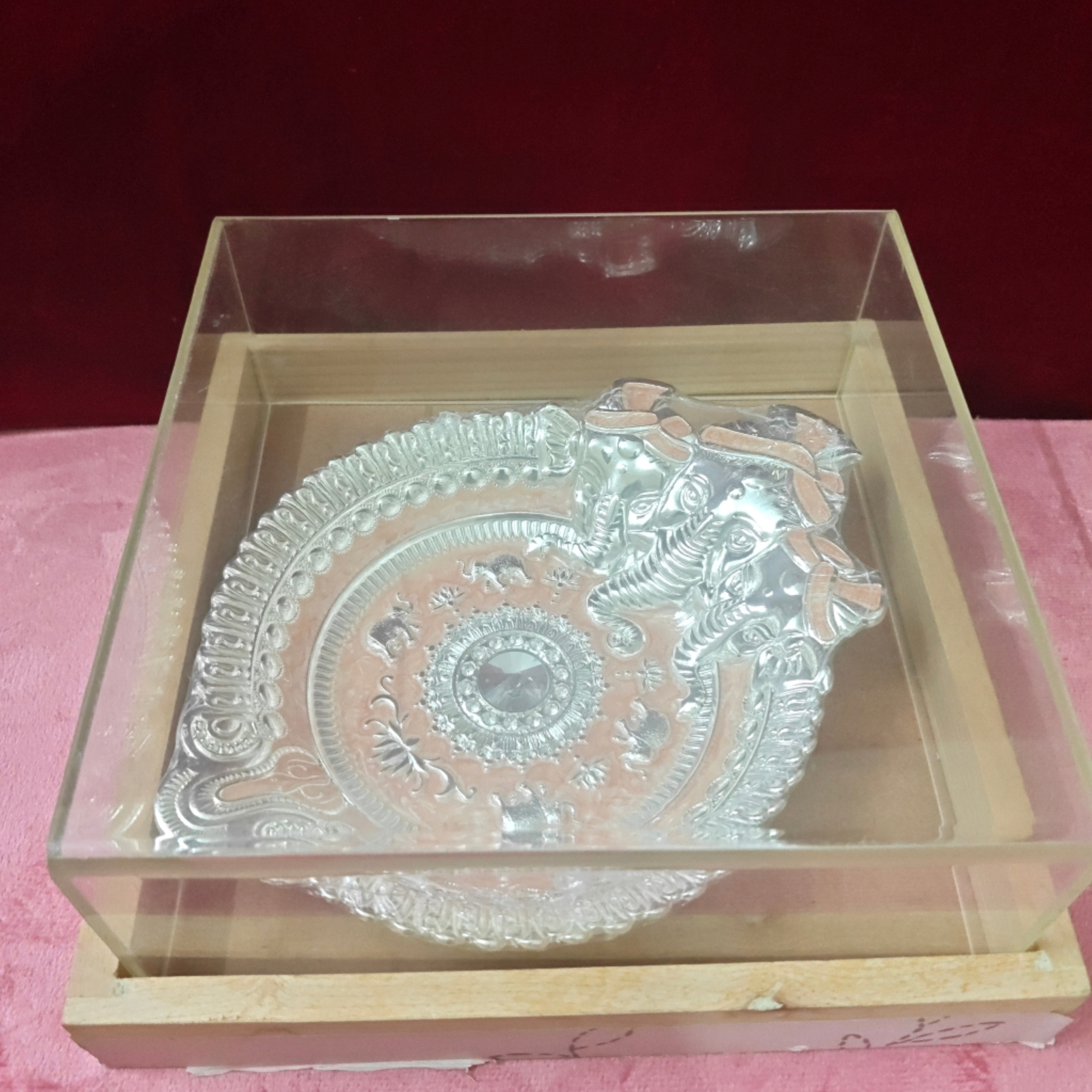 Luxury Ganesha Decorative Pooja Thali | Premium Silver Finish Puja Plate with Gift Box | Home Temple & Festival Gift