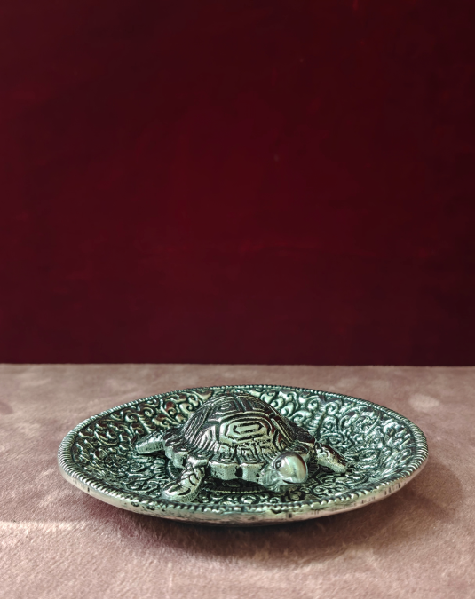 Vastu Tortoise Decorative Plate | Premium Metal Feng Shui Turtle Showpiece | Lucky Home Décor Gift