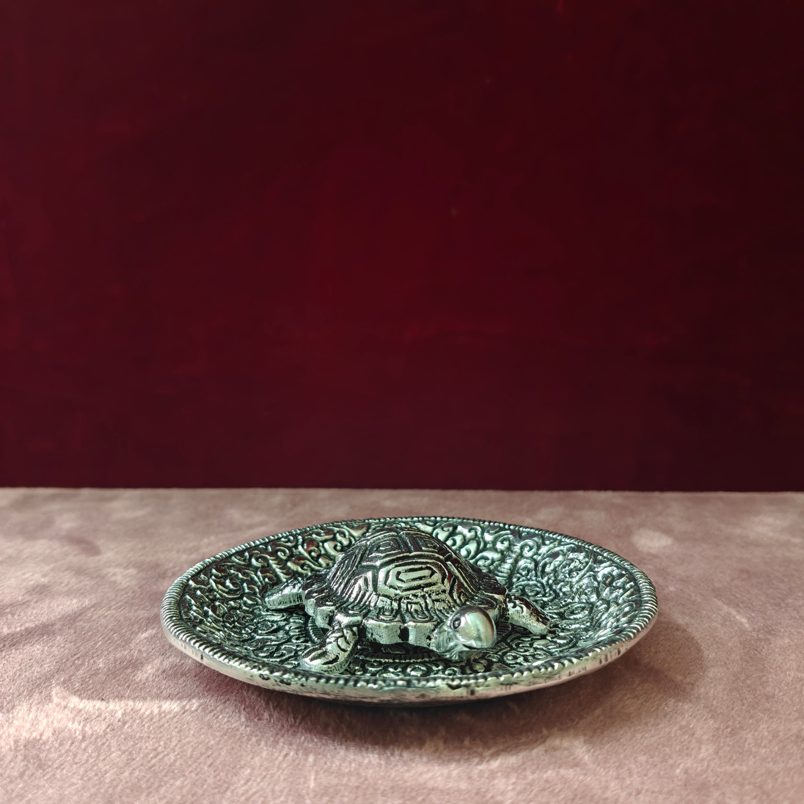 Vastu Tortoise Decorative Plate | Premium Metal Feng Shui Turtle Showpiece | Lucky Home Décor Gift