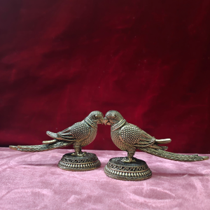 Antique Brass Finish Love Birds Pair Showpiece | Decorative Bird Statue for Home & Office