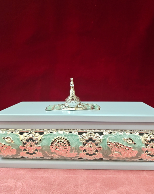 Luxury Peacock Decorative Wooden Storage Box with Metal Inlay | Premium Jewelry & Dry Fruit Box | Elegant Home Décor