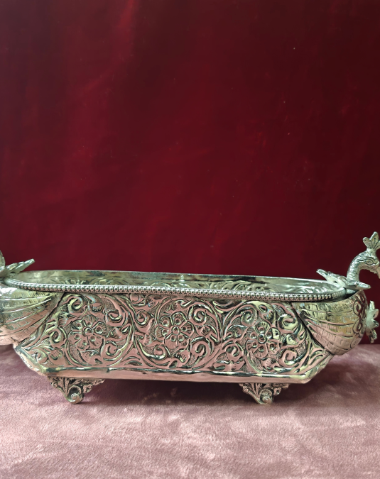 Antique Peacock Design Decorative Metal Bowl
