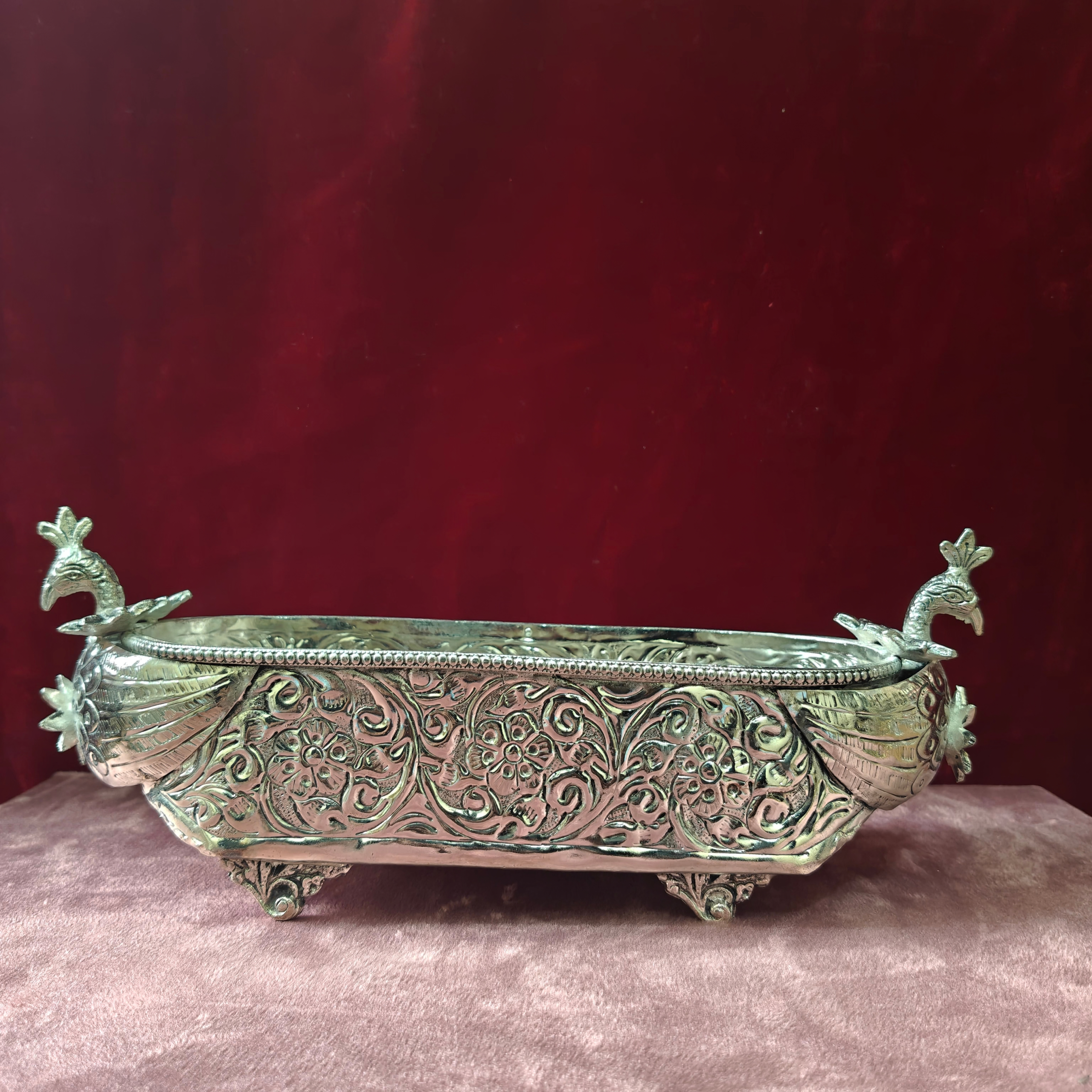 Antique Peacock Design Decorative Metal Bowl