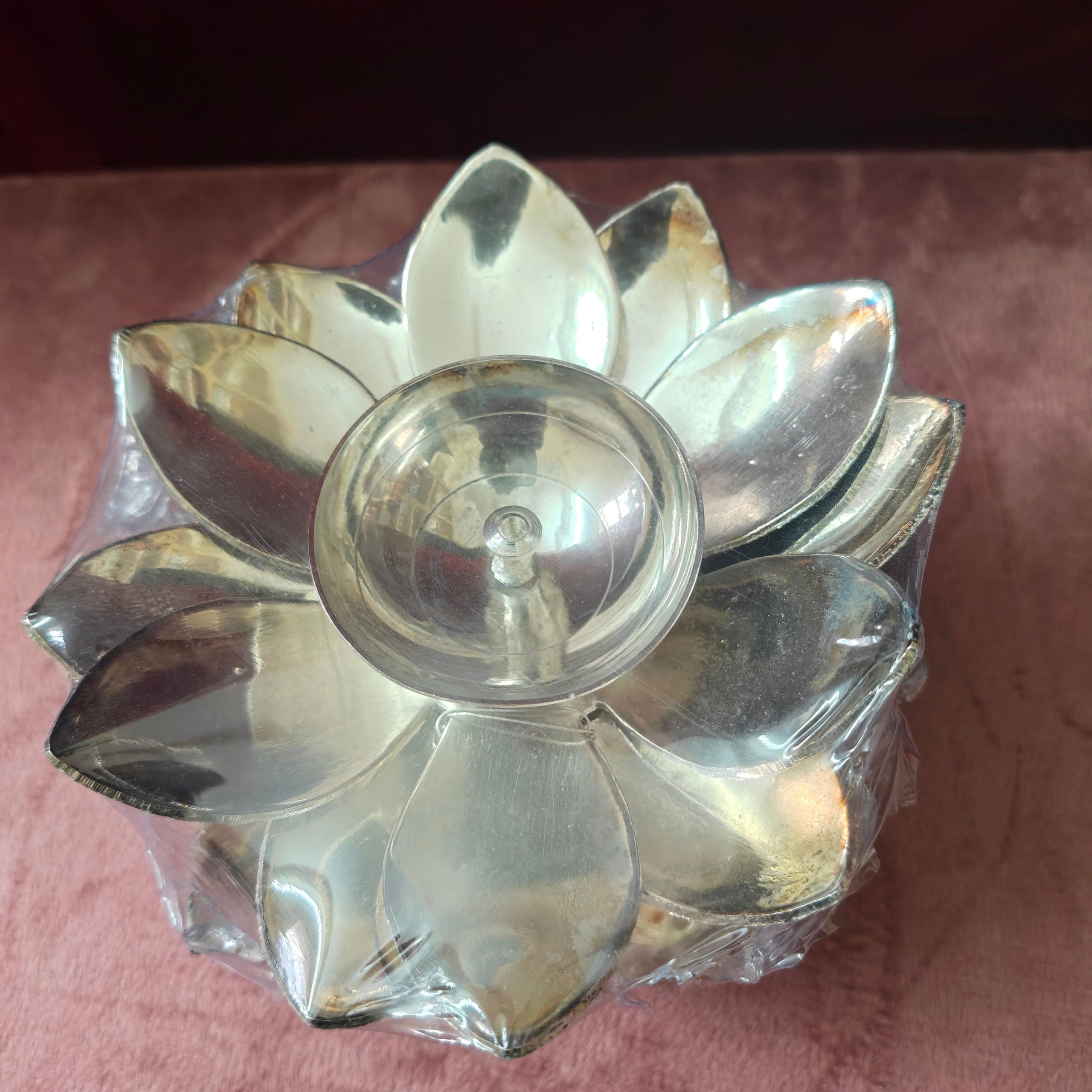Lotus Shape Metal Diya | Decorative Lotus Tealight Candle Holder for Home & Pooja Decor